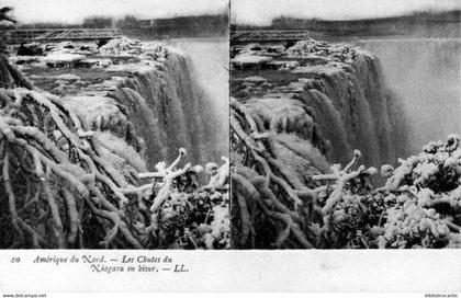 U.S.A. - STEREO POSTCARD - WISCONTIN < LES CHUTES DU NIAGARA EN HIVER