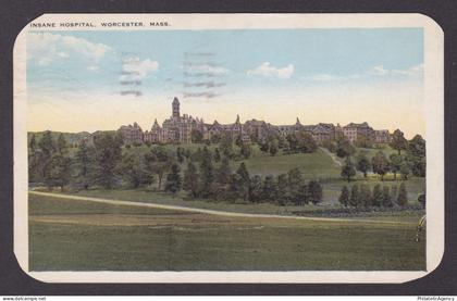 Vintage postcard USA Worcester MA Massachusetts Insane Hospital Asylum Building