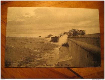A Rough Sea at RHYL Rochdale 1914 cancel post card Flintshire Wales UK GB