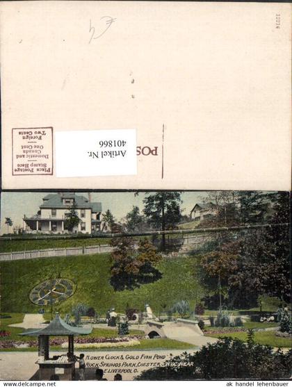 401866,England Liverpool Chester Rock Springs Park Flower Clock and Gold Fish Pono Blumenuhr