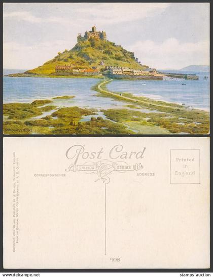 AR QUINTON Cornwall Old Postcard St. Michael's Mount Cornwall, Harbour Pier 2189