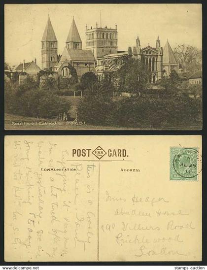 SOUTHWELL CATHEDRAL - from South East 1911 Old Postcard Nottinghamshire