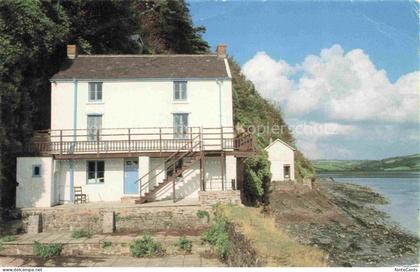 Laugharne Dyfed Carmarthenshire Wales UK Dylan-Thomas-Boathouse Bootshaus Fluss