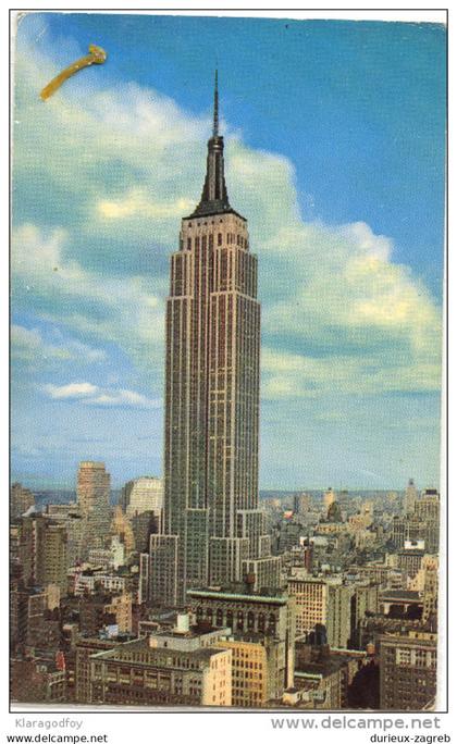 Empire State Building NYC postcard travelled to Yugoslavia 1958 bb