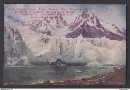 Postcard, United States, Alaska AK, Child's Glacier, Copper River,