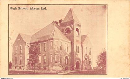 C159 Indiana Akron High School  1911 vintage postcard