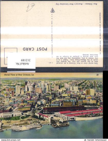 212189,Louisiana New Orleans Aerial View of New Orleans Schiff Dampfer