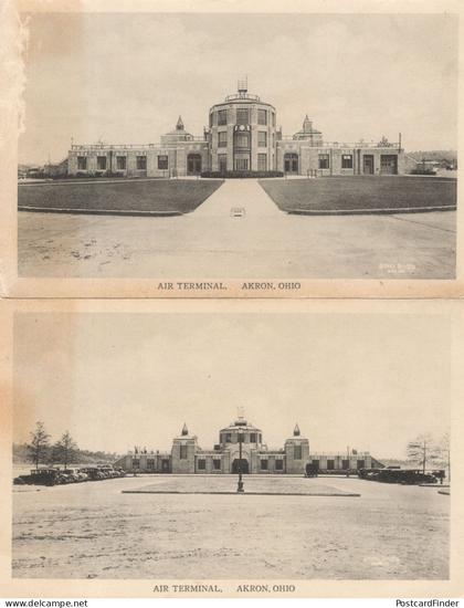 Akron Air Terminal Ohio 2x Old American Postcard Please Read
