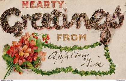 Greetings From Appleton Wisconsin USA Real Glitter Old Postcard