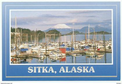 Sitka Alaska, Vintage PC, Thomsen Harbor with Mount Edgecombe
