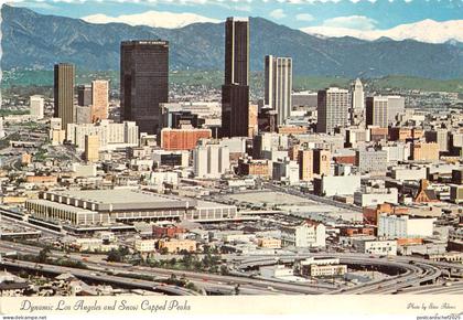 US8 USA CA Los Angeles California skyline 1977 snow capped peaks