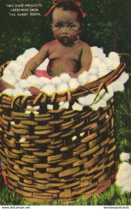 Black Americana, "Two Dixie Products" (1940s) Louisiana News Company Postcard