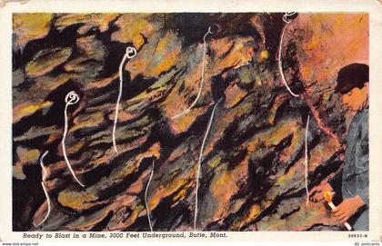 C122 Montana Butte Ready to Blast in a Mine vintage postcard