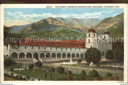 Santa Barbara California The Santa Barbara Mission and Grounds Fournded 1786
