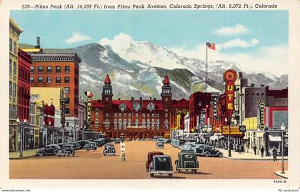 US Colorado Pike's Peak Colorado Springs Cars vintage postcard B956