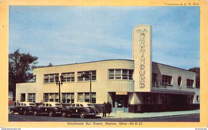 B187 US Ohio Dayton Greyhound Bus Depot Cars vintage postcard