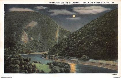 US Pennsylvania Moonlight on the Delaware Water Gap vintage postcard