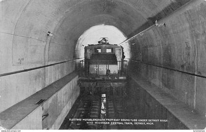 US Detroit Michigan Train East Bound Tube Tunnel under Detroit River postcard