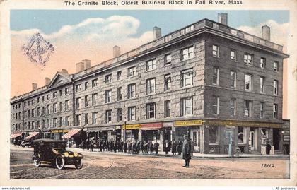 B354 US Massachusetts Granite Block Oldest Building Block Fall River postcard