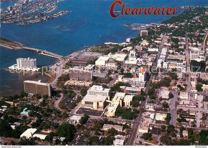 Clearwater Florida Downtown Clearwater with Clearwater Beach Aerial view