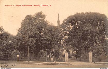 US Illinois 1908 Evanston Campus Northwestern University postcard B959