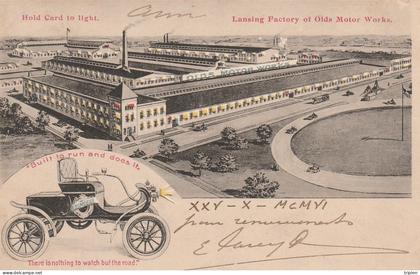 LANSING FACTORY OF OLDS MOTOR WORKS - CARTE LUMINEUSE  - HOLD CARD TO LIGHT