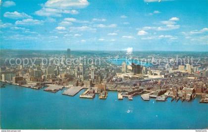 Boston Massachusetts Air view of Boston waterfront
