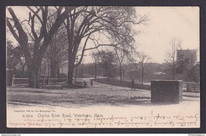 Postcard, United States, Watertown MA, Charles River Road