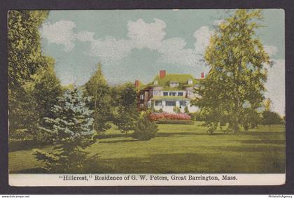 Vintage postcard USA Great Barrington MA Massachusetts Hillcrest Peters Mansion