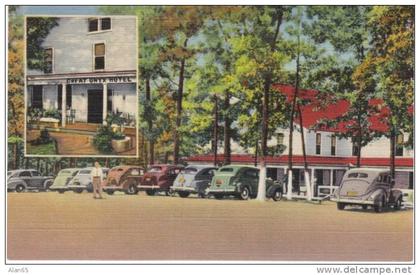 Great Onyx Cave Hotel, Mammoth Cave National Park on 1940s Vintage Curteich Linen Postcard, Lodging, Autos