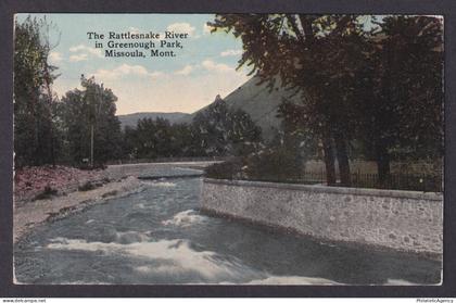 Postcard, United States, Missoula MT, The Rattlesnake River in Greenough Park