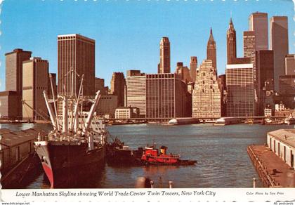 B361 US New York City Lower Manhattan Skyline World Trade Center postcard
