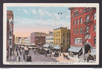 Postcard, United States, Schenectady NY, Edison Hotel, State St.