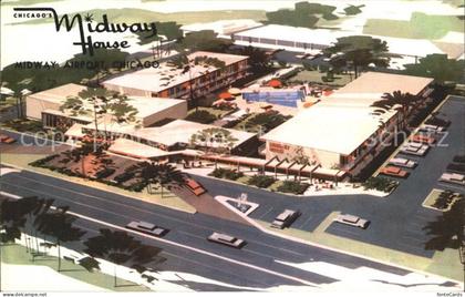 Chicago Illinois Midway House Motel aerial view illustration
