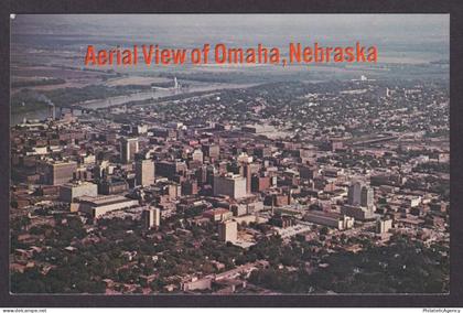 Vintage postcard USA Omaha NE Nebraska Aerial View Downtown Missouri River