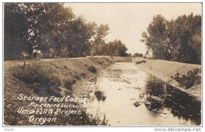 Umatilla OR Oregon, Umatilla Project Storage Feed Canal, on c1900s/10s Vintage Real Photo Postcard