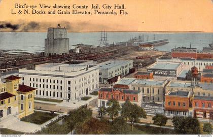 US Florida Pensacola County Jail L&N Docks Coca Cola Adv Billboard postcard B955