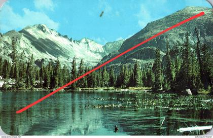 AK Longs Peak Nymph Lily Pad Lake Estes Park Loveland Denver Rocky Mountains Colorado CO United States USA Stamp 1965