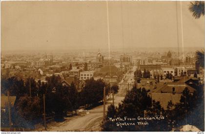 PC US, WASHINGTON, SPOKANE, VIEW FROM NORTH, REAL PHOTO POSTCARD (b6380)