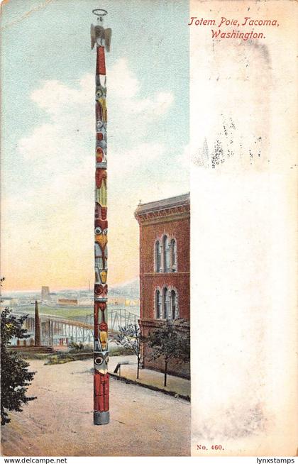 US 1910 Totem Pole Tacoma Washington vintage postcard B994
