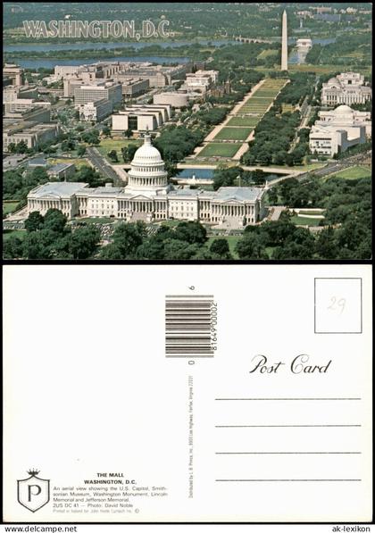 Washington D.C. Luftaufnahme The Mall mit Kapitol und Monumenten 1990