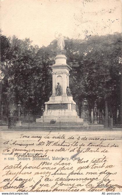 B511 US 1903 Soldiers Monument Waterbury Connecticut vintage postcard