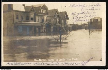 AK Wheeling, WV, Street Scene in Belle Isle Park, Hochwasser