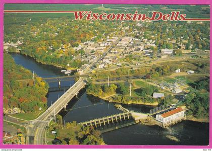 326200 / United States > WI > Kilbourn Dam Aerial view Kilbourn Dam Wisconsin River Panorama city Train railway bridge