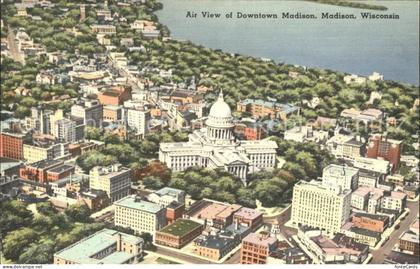 Madison Wisconsin Aerial view of Downtown