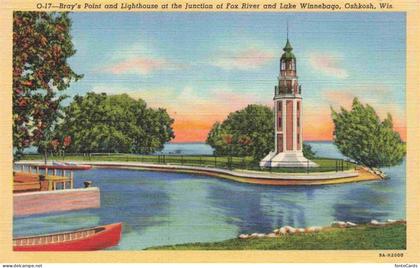 Oshkosh Wisconsin USA Bray's Point and Lighthouse at junction of Fox River and L