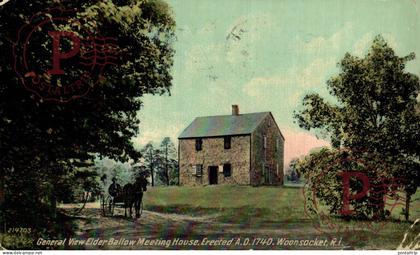USA. GENERAL VIEW ELDER BALLOW MEETING HOUSE ERECTED A.D. 1740. WOONSOCKET, R.I