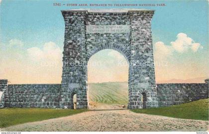 Yellowstone National Park Wyoming USA Stone Arch Entrance to Yellowstone Nationa