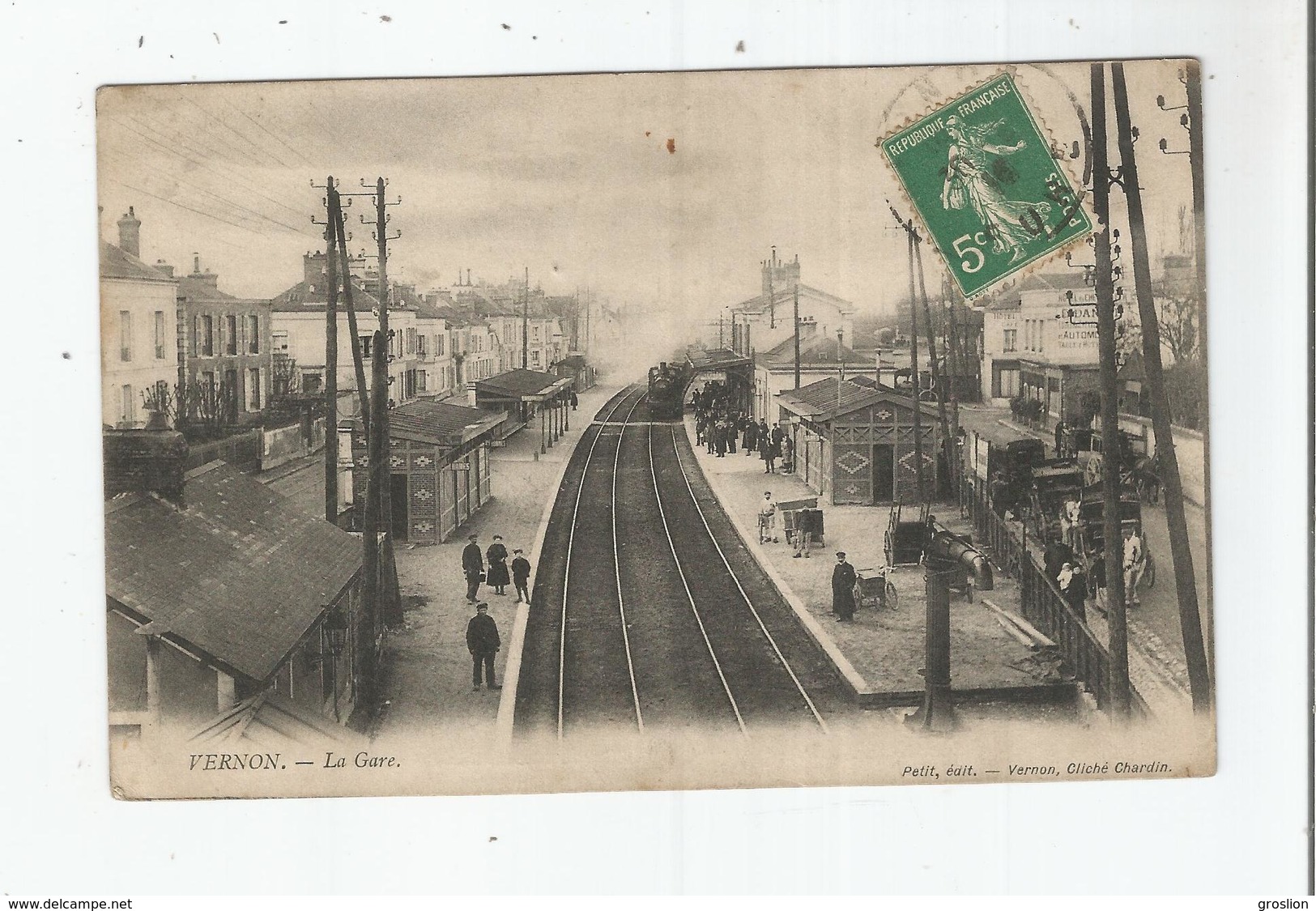 VERNON LA GARE (TRAIN A VAPEUR ET PETITE ANIMATION) 1916