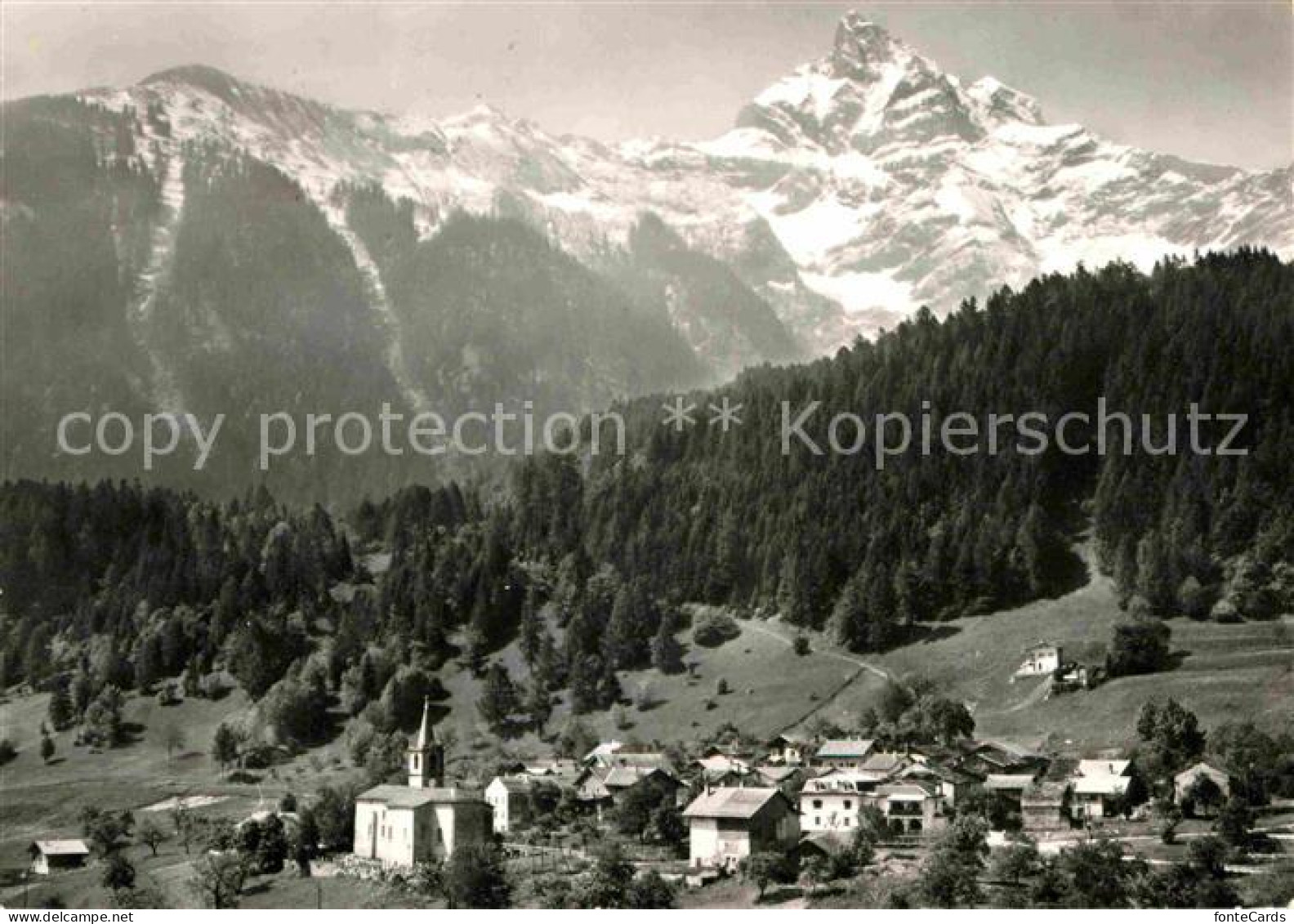 Verossaz Ortsansicht mit Alpenpanorama